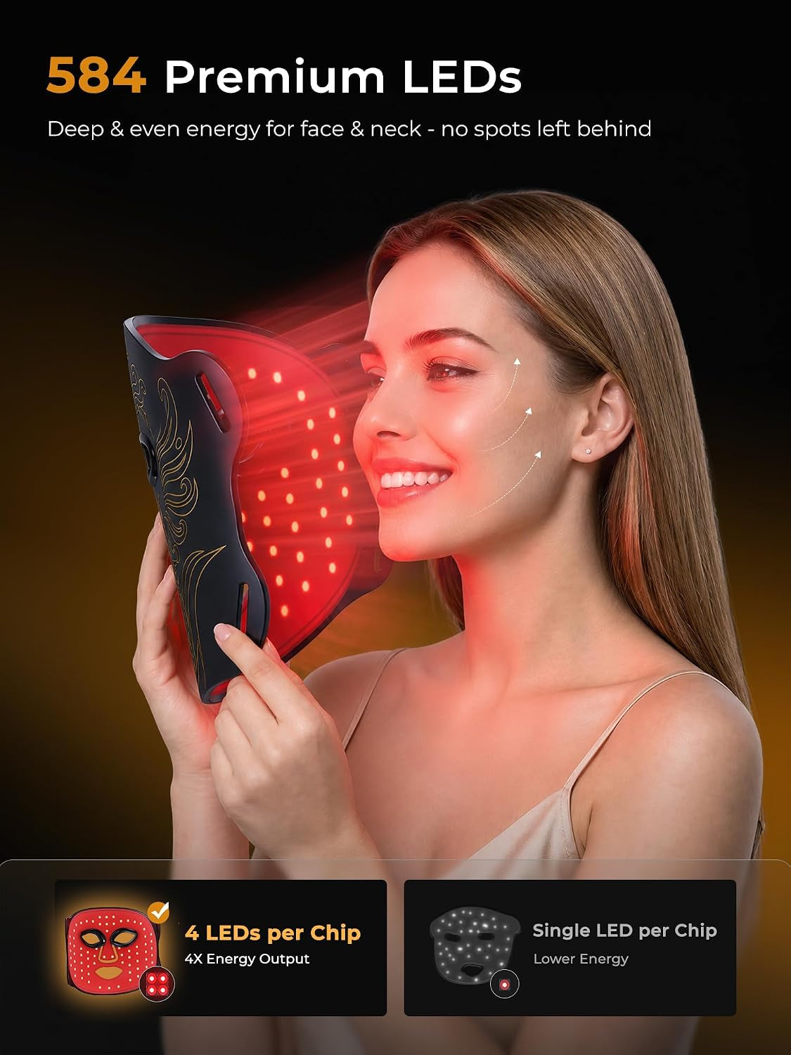 Red Light Therapy for Face, 850Nm Near-Infrared LED Light Therapy Mask (M09), Silicone LED Face Mask Light Therapy with Timer for Home & Travel